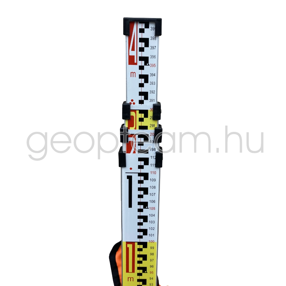 teleszkópikus alumímium szintezőléc, 4 m, 0,5 cm-es osztással