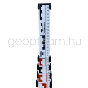 teleszkópikus alumímium szintezőléc, 5 m, elől E és mm skálás