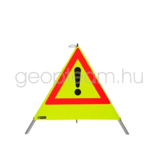 Figyelmeztető neonsárga fényvisszaverő piramis, 70 cm, Veszély (!)