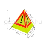 Figyelmeztető neonsárga fényvisszaverő piramis, 70 cm, Veszély (!)