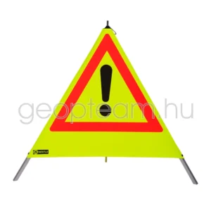 Figyelmeztető neonsárga fényvisszaverő piramis, 90 cm, Veszély (!)