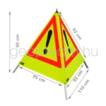 Figyelmeztető neonsárga fényvisszaverő piramis, 90 cm, Veszély (!)