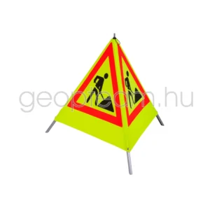 Figyelmeztető neonsárga fényvisszaverő piramis, 90 cm, Munkavégzés