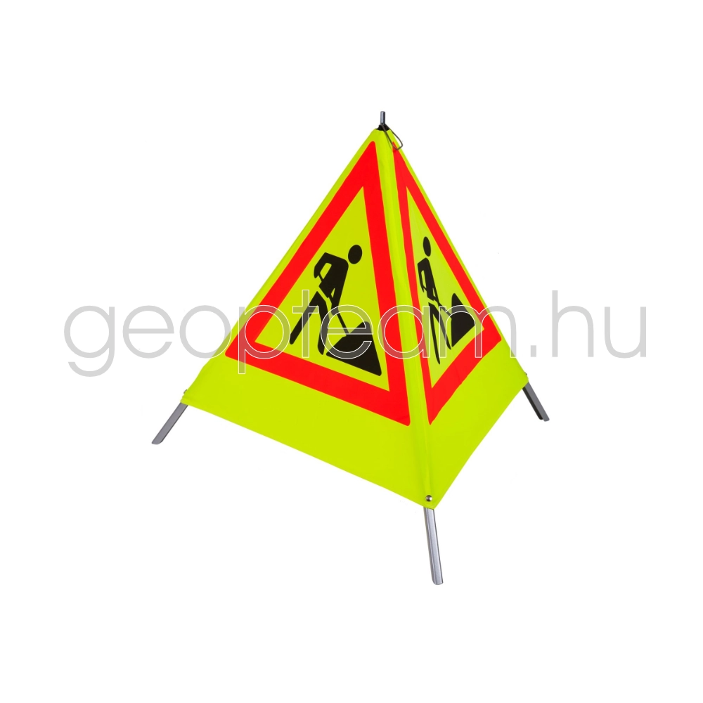 Figyelmeztető neonsárga fényvisszaverő piramis, 90 cm, Munkavégzés