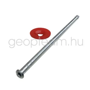 Korong fejű acél határkőjel 500mm szárral, piros fejjel
